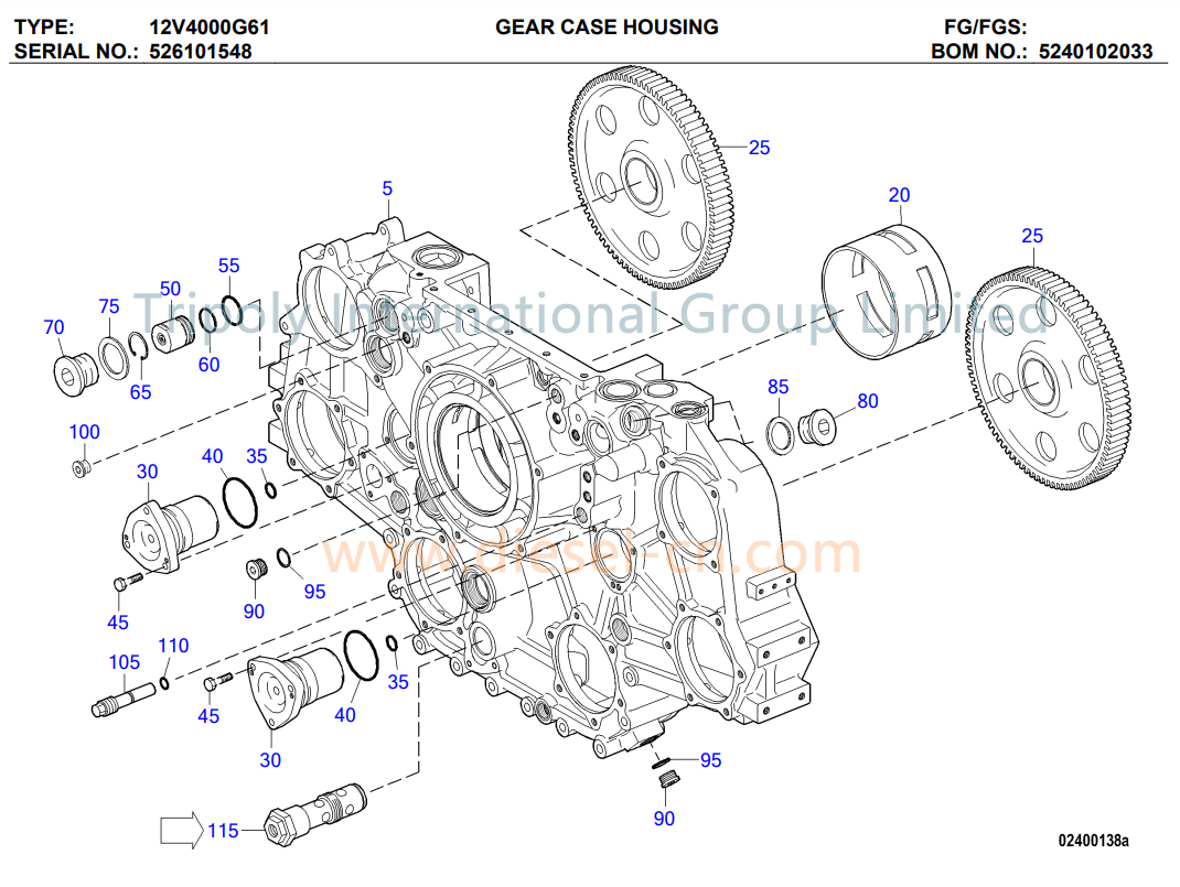 12V4000G61 GEAR CASE HOUSING PARTS